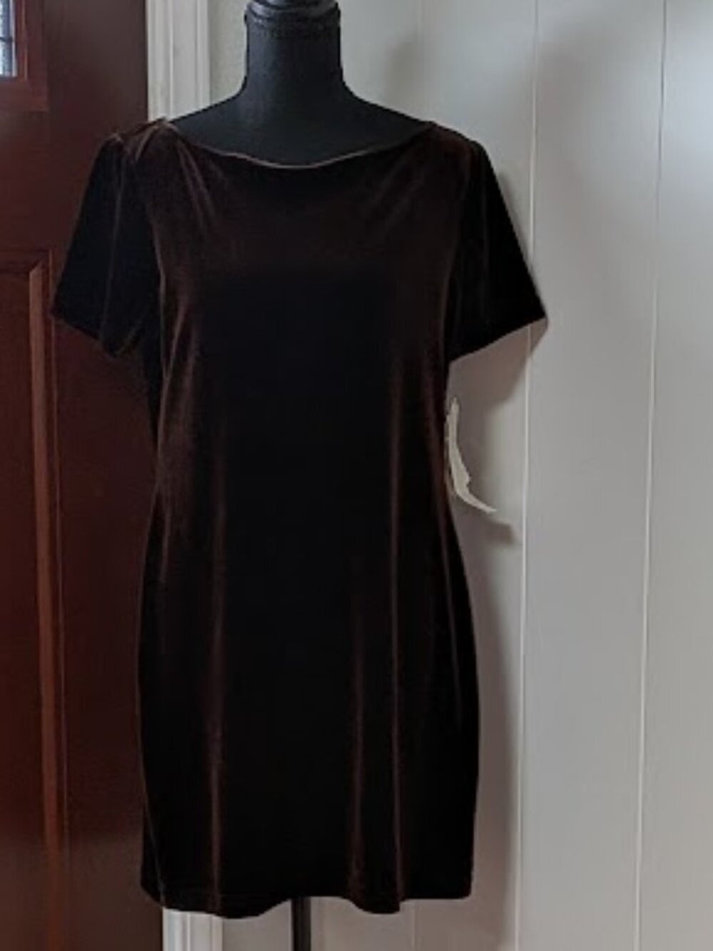 "Scott McClintock" Size 10 Petites Brown Velvet Mini Dress NWT